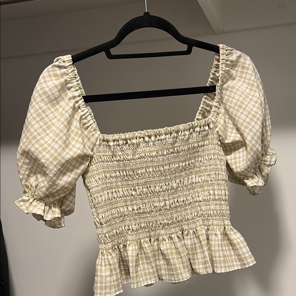 Bloomingdale’s Wayf Cream Puff Sleeve Smocked Blouse